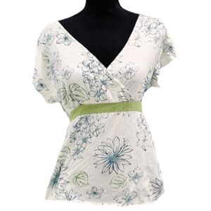 Duck Head Y2K Floral Wrap Tie Back Top Short Sleeve Women’s Size Size Large